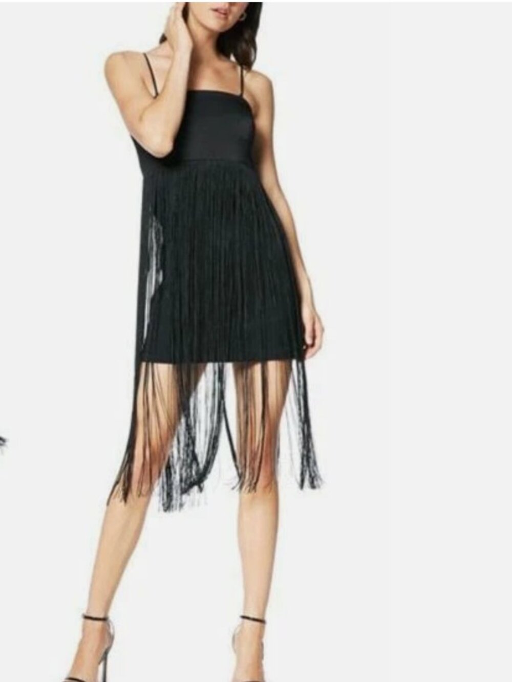 NWT Ramy Brook Rikki Fringe Dress Black Cocktail Party Flapper Mini Dress Size 4